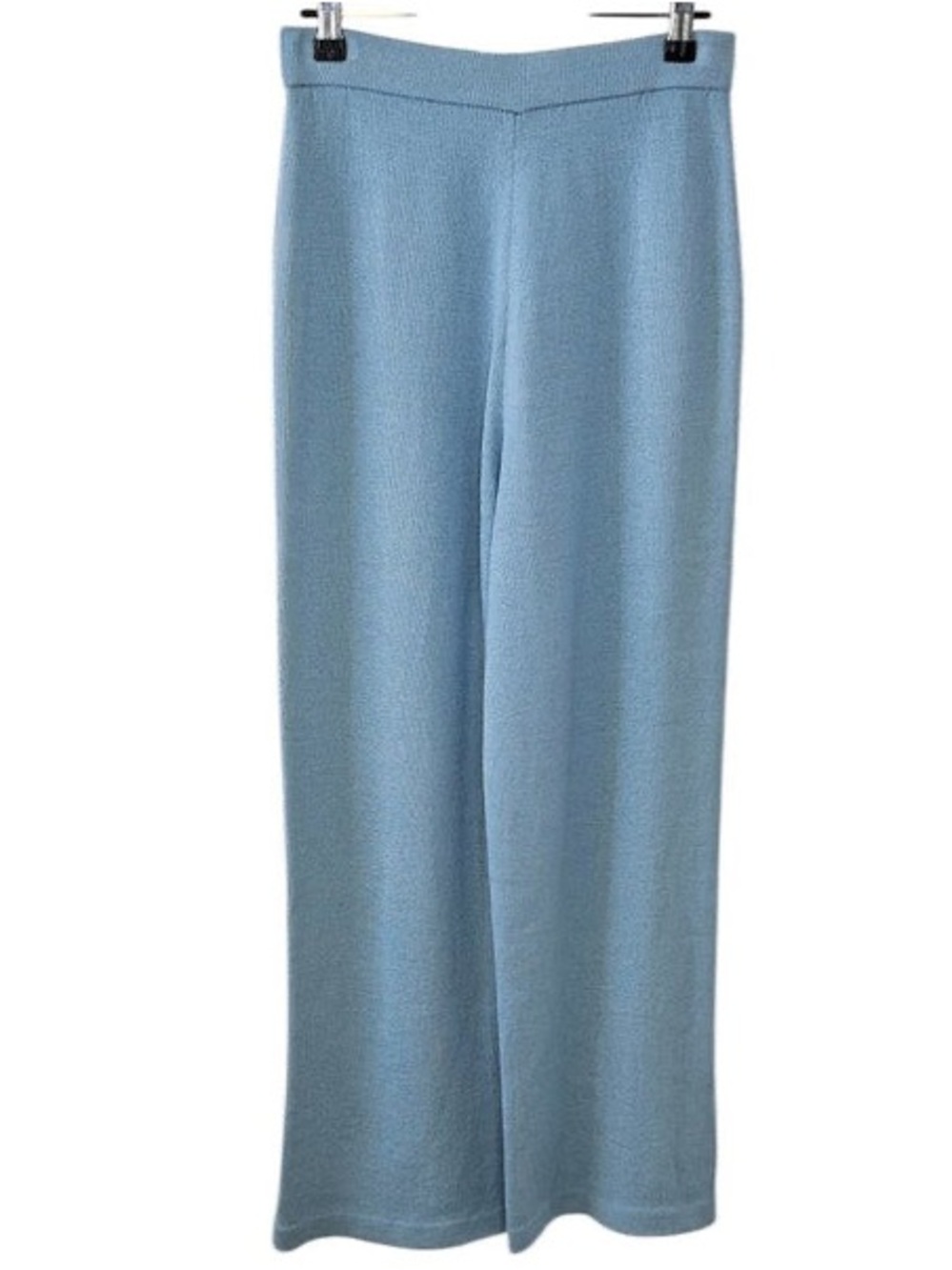St. John Light Blue Knit Wide-Leg Pants